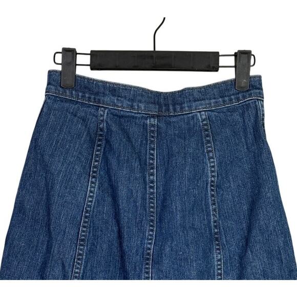 J. Crew A-Line Button Front Denim Knee Length Skirt 25 Dark Blue Wash #3750 - Picture 5 of 15
